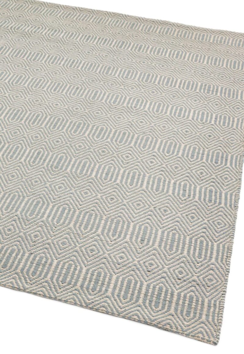 Covor ou de rață din bumbac lână lucrat manual modern outdoor model geometric Sloan Duck Egg 4 mm 66x200 cm SLOA066200DUCK - imagine 3