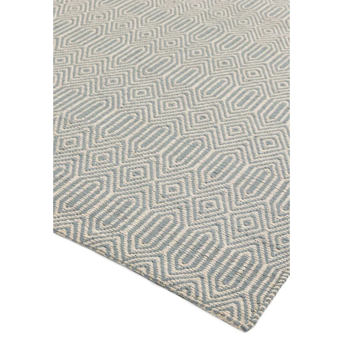Covor ou de rață din bumbac lână lucrat manual modern outdoor model geometric Sloan Duck Egg 4 mm 66x200 cm SLOA066200DUCK