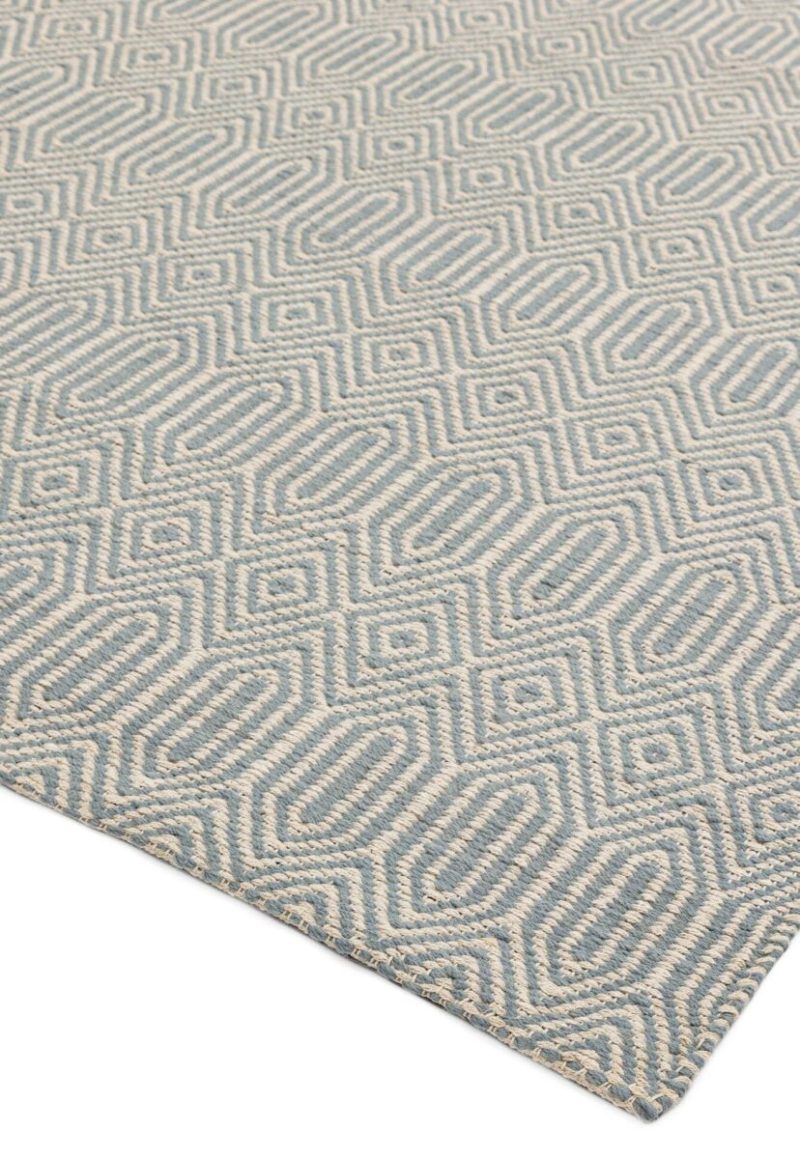 Covor ou de rață din bumbac lână lucrat manual modern outdoor model geometric Sloan Duck Egg 4 mm 66x200 cm SLOA066200DUCK - imagine 4