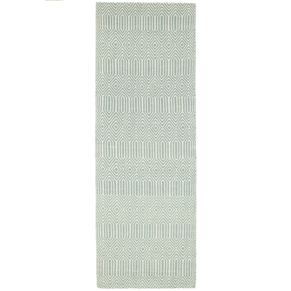 Covor ou de rață din bumbac lână lucrat manual modern outdoor model geometric Sloan Duck Egg 4 mm 66x200 cm SLOA066200DUCK