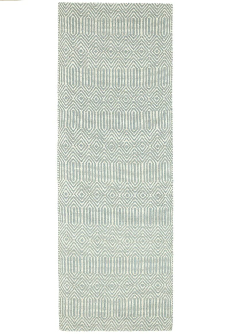 Covor ou de rață din bumbac lână lucrat manual modern outdoor model geometric Sloan Duck Egg 4 mm 66x200 cm SLOA066200DUCK - imagine 5