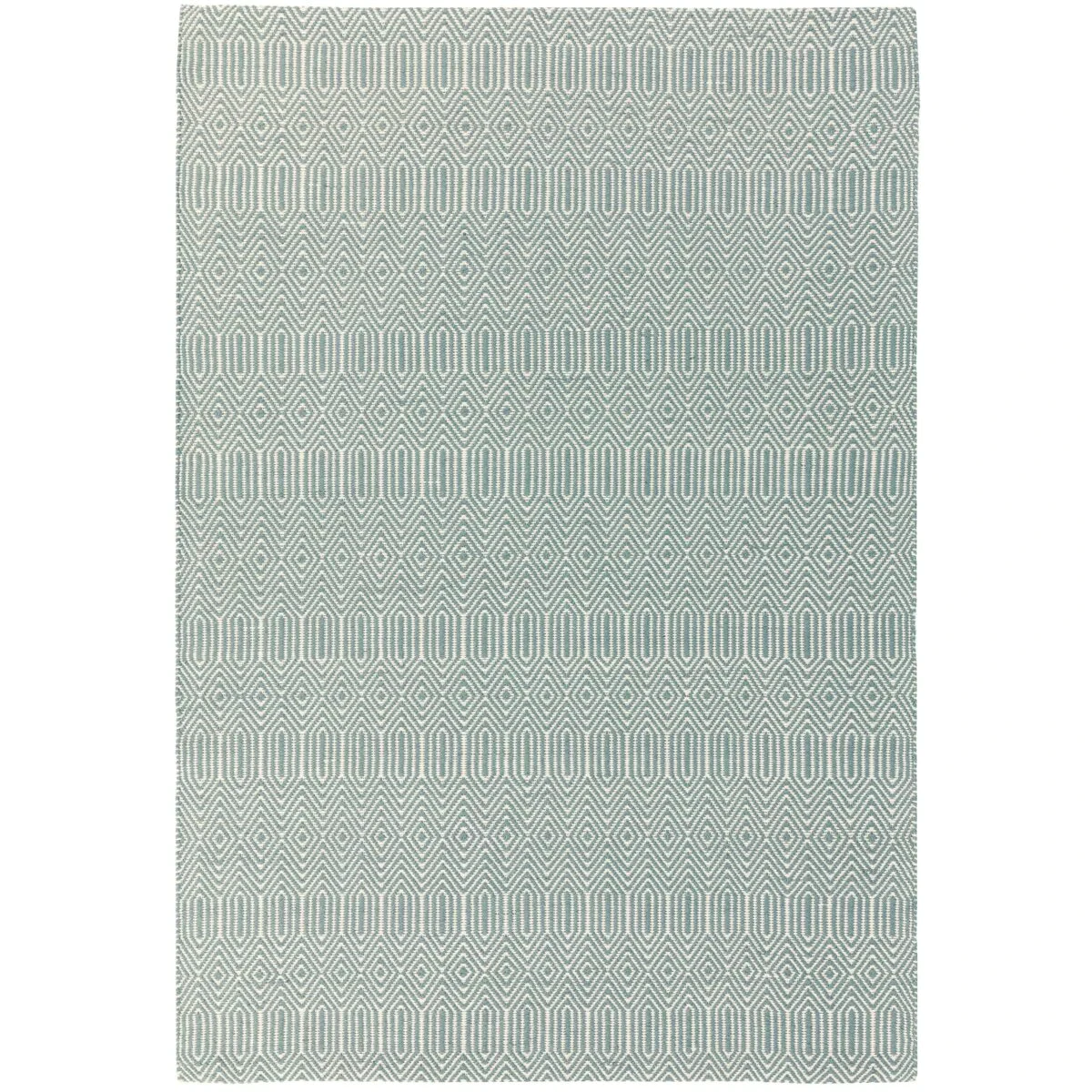 Covor ou de rață din bumbac lână lucrat manual modern outdoor model geometric Sloan Duck Egg 4 mm 66x200 cm SLOA066200DUCK