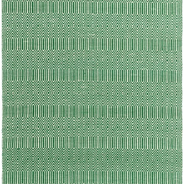 Covor verde din bumbac lână lucrat manual modern outdoor model geometric Sloan Green 4 mm 120x170 cm SLOA120170GREE