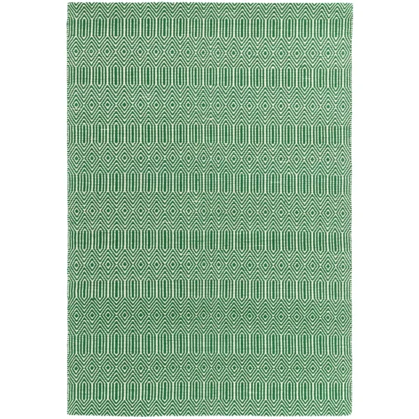 Covor verde din bumbac lână lucrat manual modern outdoor model geometric Sloan Green 4 mm 200x300 cm SLOA200300GREE