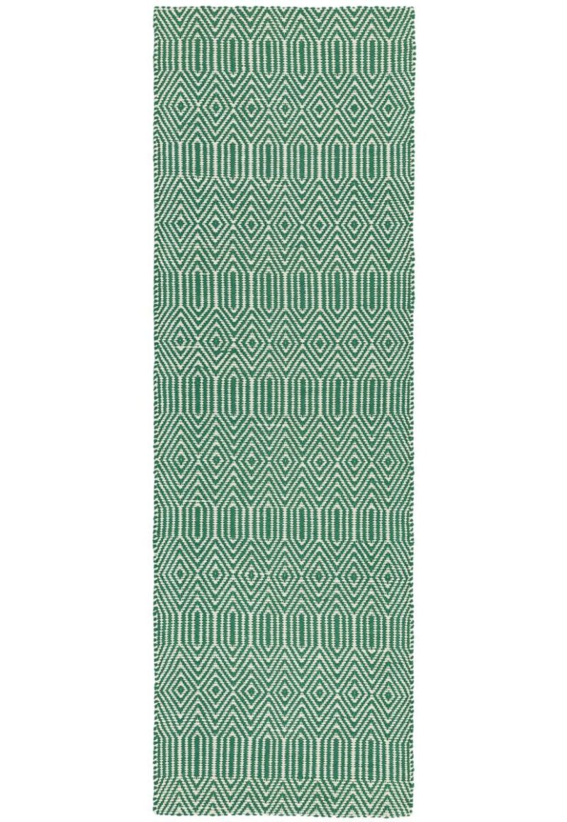 Covor verde din bumbac lână lucrat manual modern outdoor model geometric Sloan Green 4 mm 200x300 cm SLOA200300GREE - imagine 5