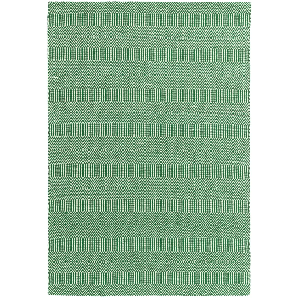 Covor verde din bumbac lână lucrat manual modern outdoor model geometric Sloan Green 4 mm 160x230 cm SLOA160230GREE