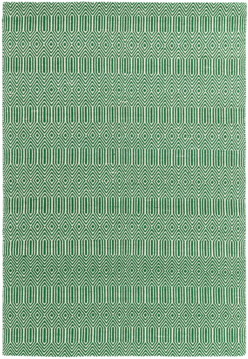 Covor verde din bumbac lână lucrat manual modern outdoor model geometric Sloan Green 4 mm 160x230 cm SLOA160230GREE