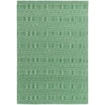 Covor verde din bumbac lână lucrat manual modern outdoor model geometric Sloan Green 4 mm 66×200 cm SLOA066200GREE