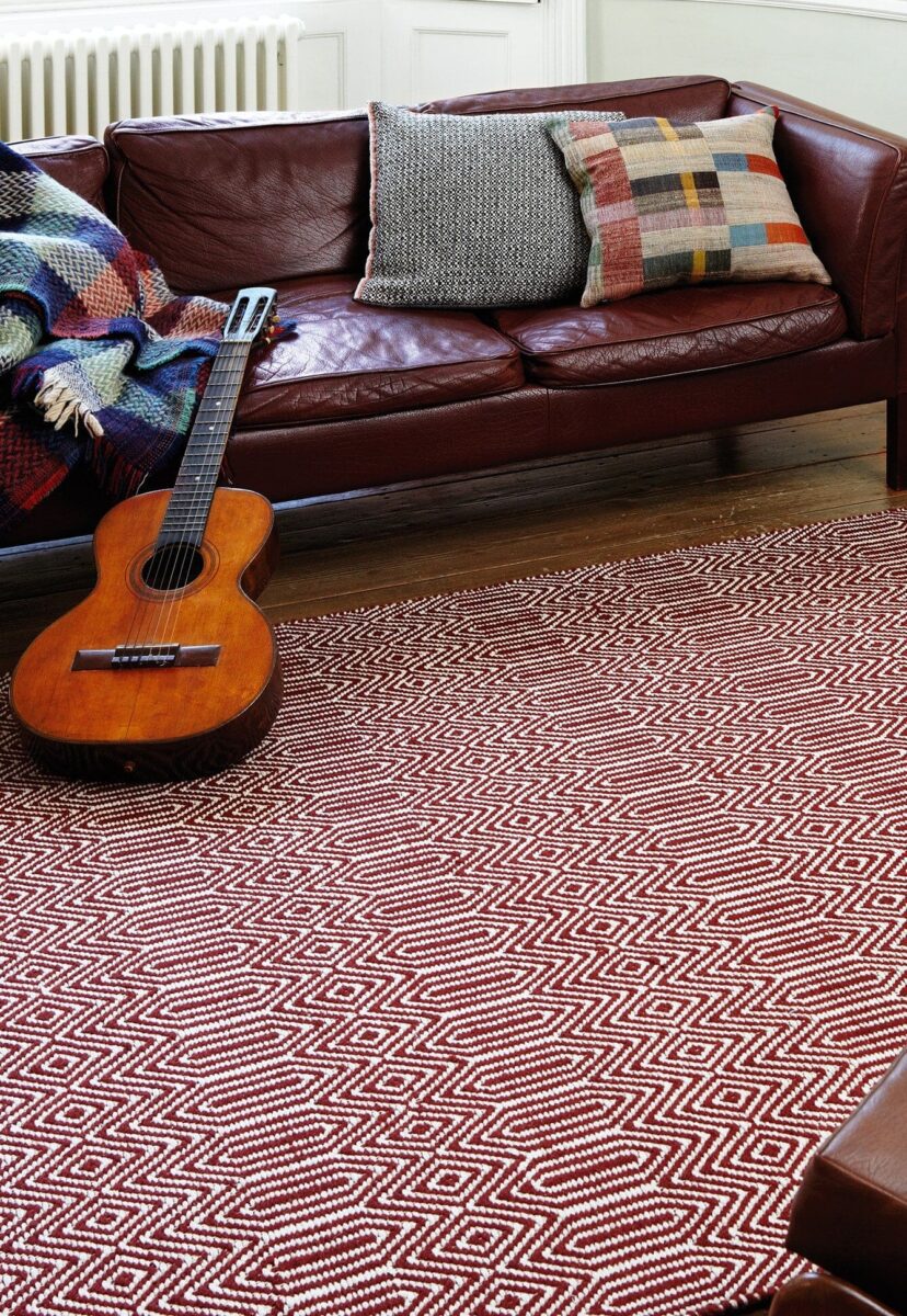 Covor din bumbac lână lucrat manual modern outdoor model geometric Sloan Marsala 4 mm 160x230 cm SLOA160230MARS - imagine 3