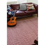 Covor din bumbac lână lucrat manual modern outdoor model geometric Sloan Marsala 4 mm 200x300 cm SLOA200300MARS