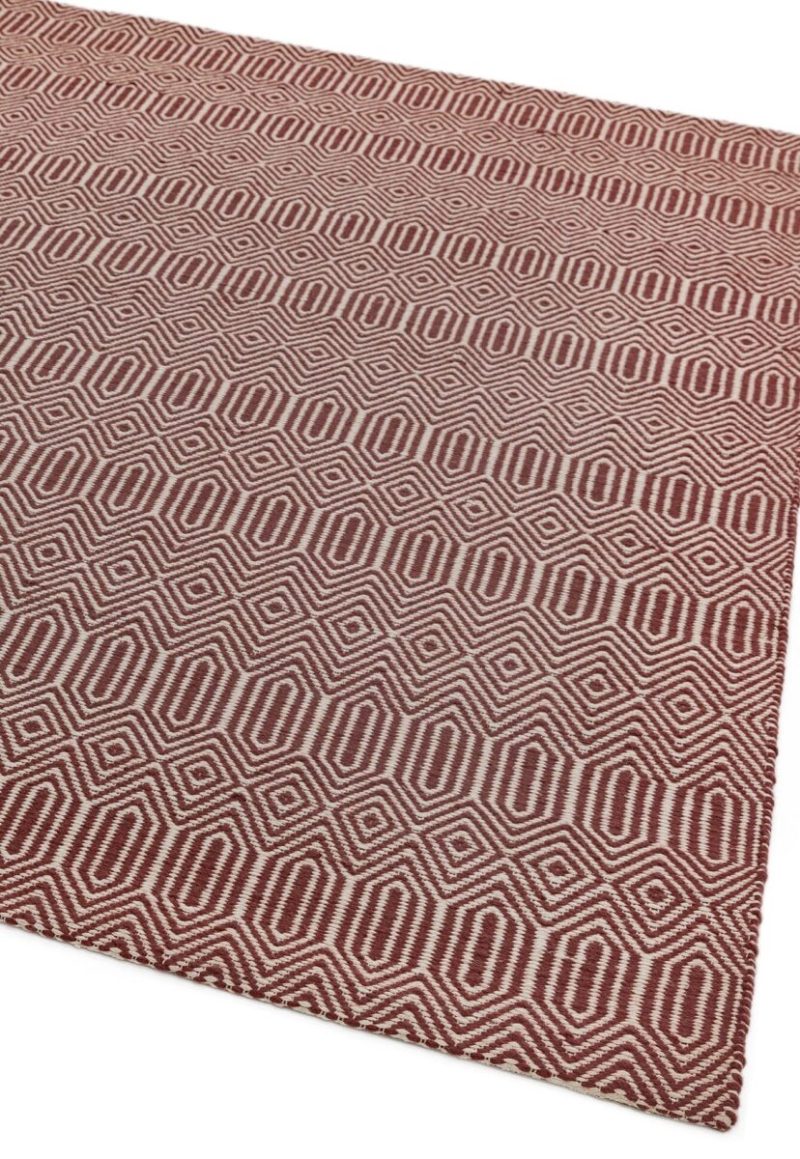 Covor din bumbac lână lucrat manual modern outdoor model geometric Sloan Marsala 4 mm 66x200 cm SLOA066200MARS - imagine 4