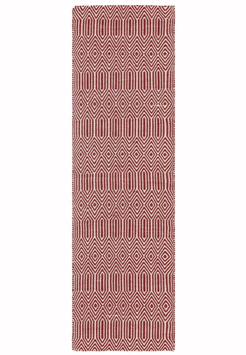 Covor din bumbac lână lucrat manual modern outdoor model geometric Sloan Marsala 4 mm 66x200 cm SLOA066200MARS - imagine 6