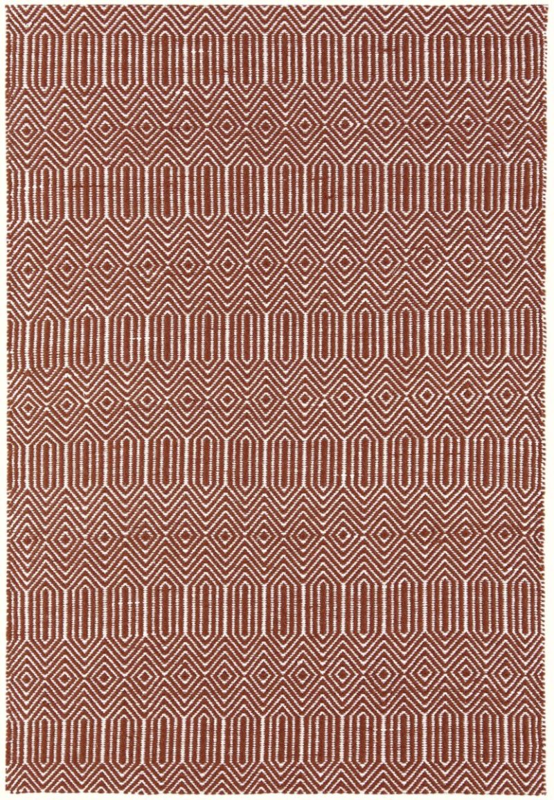 Covor din bumbac lână lucrat manual modern outdoor model geometric Sloan Marsala 4 mm 100x150 cm SLOA100150MARS