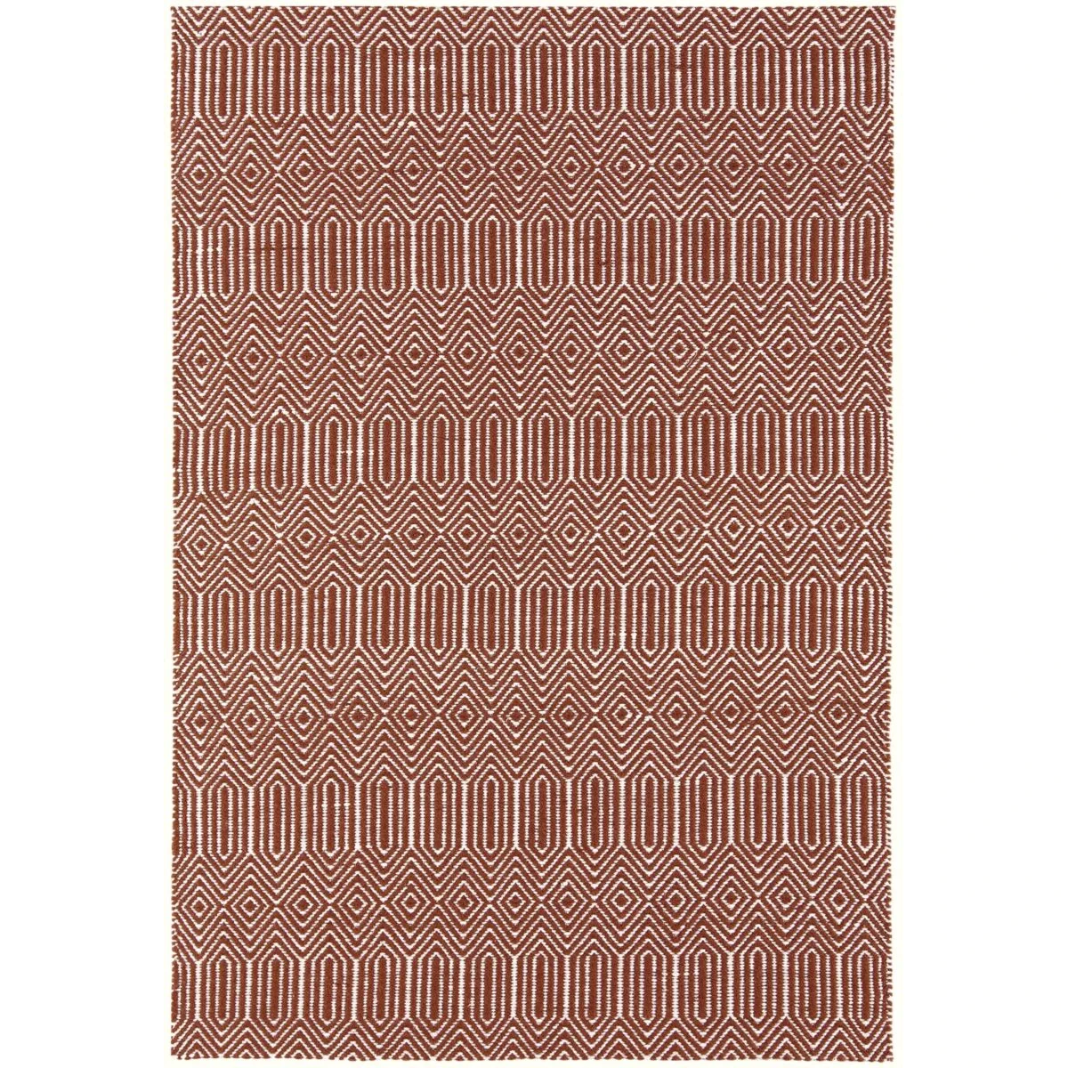 Covor din bumbac lână lucrat manual modern outdoor model geometric Sloan Marsala 4 mm 200x300 cm SLOA200300MARS