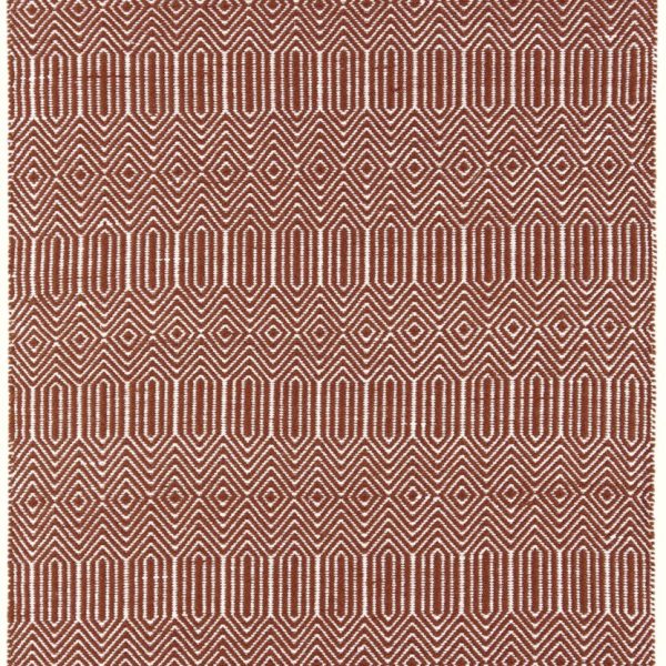 Covor din bumbac lână lucrat manual modern outdoor model geometric Sloan Marsala 4 mm 66x200 cm SLOA066200MARS