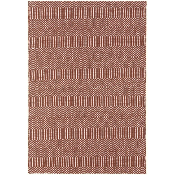 Covor din bumbac lână lucrat manual modern outdoor model geometric Sloan Marsala 4 mm 66x200 cm SLOA066200MARS