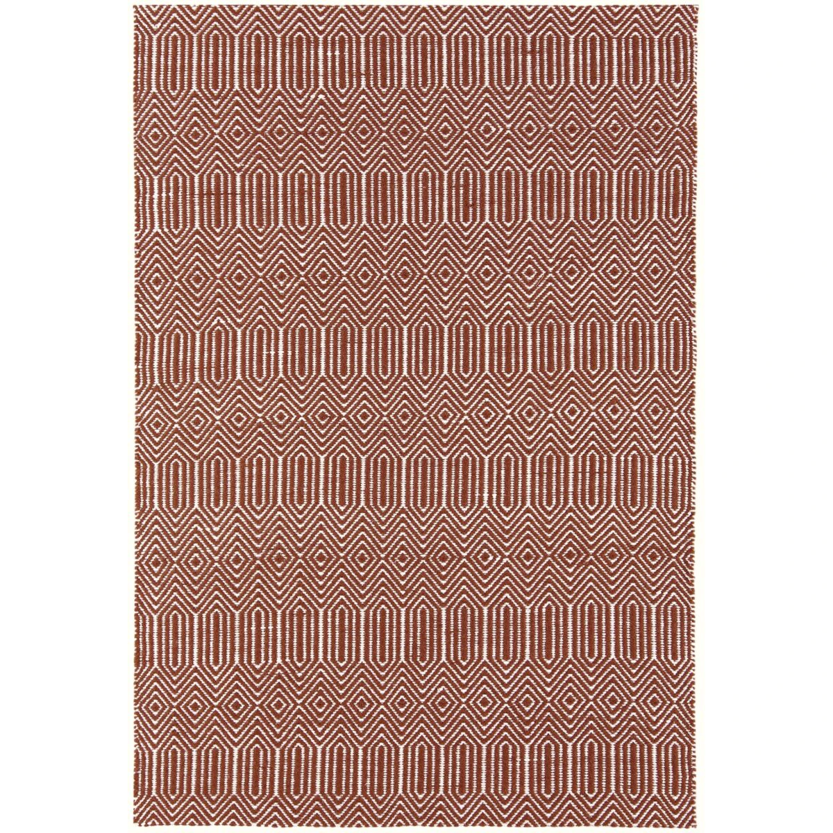 Covor din bumbac lână lucrat manual modern outdoor model geometric Sloan Marsala 4 mm 66x200 cm SLOA066200MARS