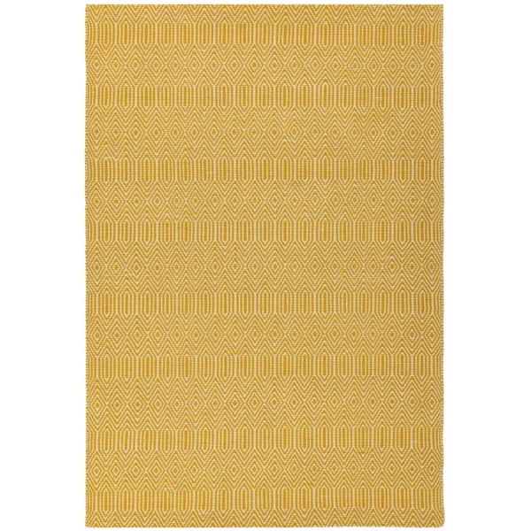 Covor mustar din bumbac lână lucrat manual modern outdoor model geometric Sloan Mustard 4 mm 160x230 cm SLOA160230MUST