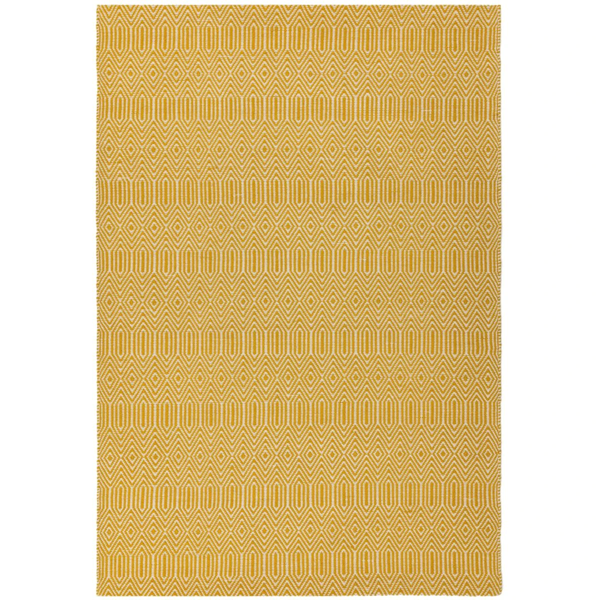 Covor mustar din bumbac lână lucrat manual modern outdoor model geometric Sloan Mustard 4 mm 160x230 cm SLOA160230MUST