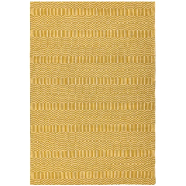 Covor mustar din bumbac lână lucrat manual modern outdoor model geometric Sloan Mustard 4 mm 66x200 cm SLOA066200MUST