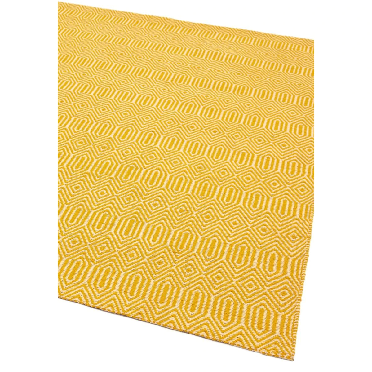 Covor mustar din bumbac lână lucrat manual modern outdoor model geometric Sloan Mustard 4 mm 160x230 cm SLOA160230MUST