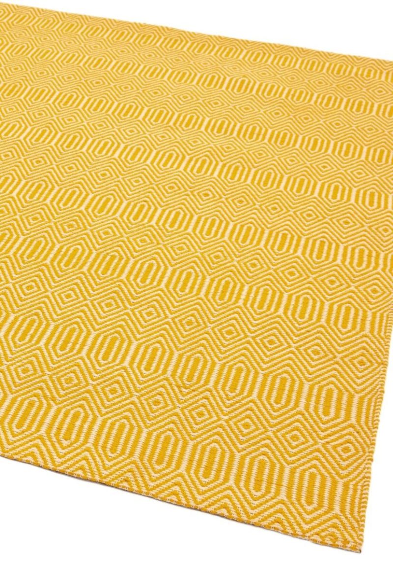 Covor mustar din bumbac lână lucrat manual modern outdoor model geometric Sloan Mustard 4 mm 200x300 cm SLOA200300MUST - imagine 4