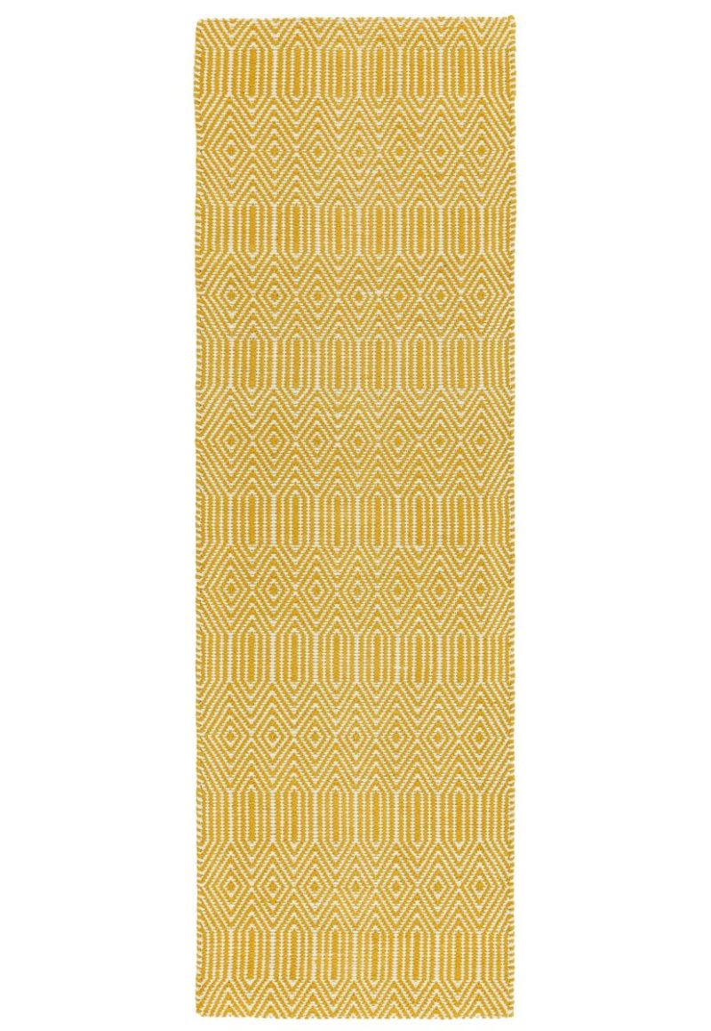 Covor mustar din bumbac lână lucrat manual modern outdoor model geometric Sloan Mustard 4 mm 100x150 cm SLOA100150MUST - imagine 6
