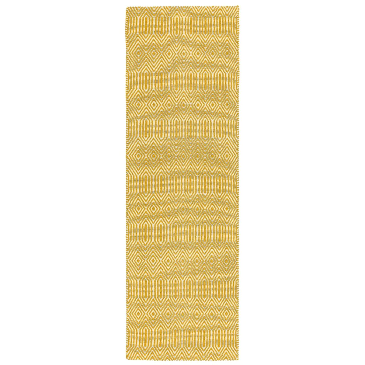 Covor mustar din bumbac lână lucrat manual modern outdoor model geometric Sloan Mustard 4 mm 160x230 cm SLOA160230MUST