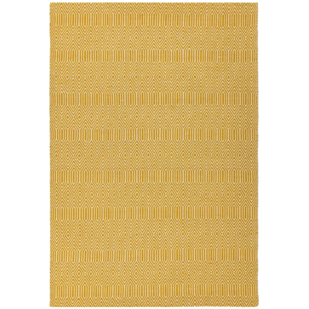 Covor mustar din bumbac lână lucrat manual modern outdoor model geometric Sloan Mustard 4 mm 120x170 cm SLOA120170MUST