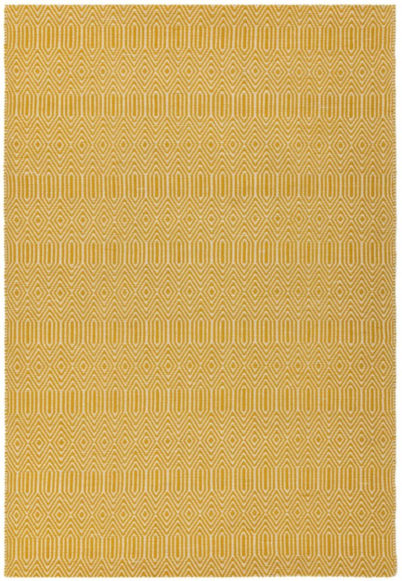 Covor mustar din bumbac lână lucrat manual modern outdoor model geometric Sloan Mustard 4 mm 120x170 cm SLOA120170MUST