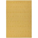 Covor mustar din bumbac lână lucrat manual modern outdoor model geometric Sloan Mustard 4 mm 200×300 cm SLOA200300MUST