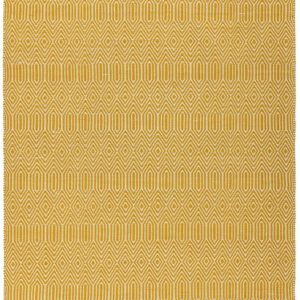Covor mustar din bumbac lână lucrat manual modern outdoor model geometric Sloan Mustard 4 mm 66x200 cm SLOA066200MUST