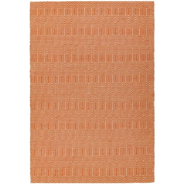 Covor orange din bumbac lână lucrat manual modern outdoor model geometric Sloan Orange 4 mm 66x200 cm SLOA066200ORAN