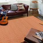Covor orange din bumbac lână lucrat manual modern outdoor model geometric Sloan Orange 4 mm 120x170 cm SLOA120170ORAN