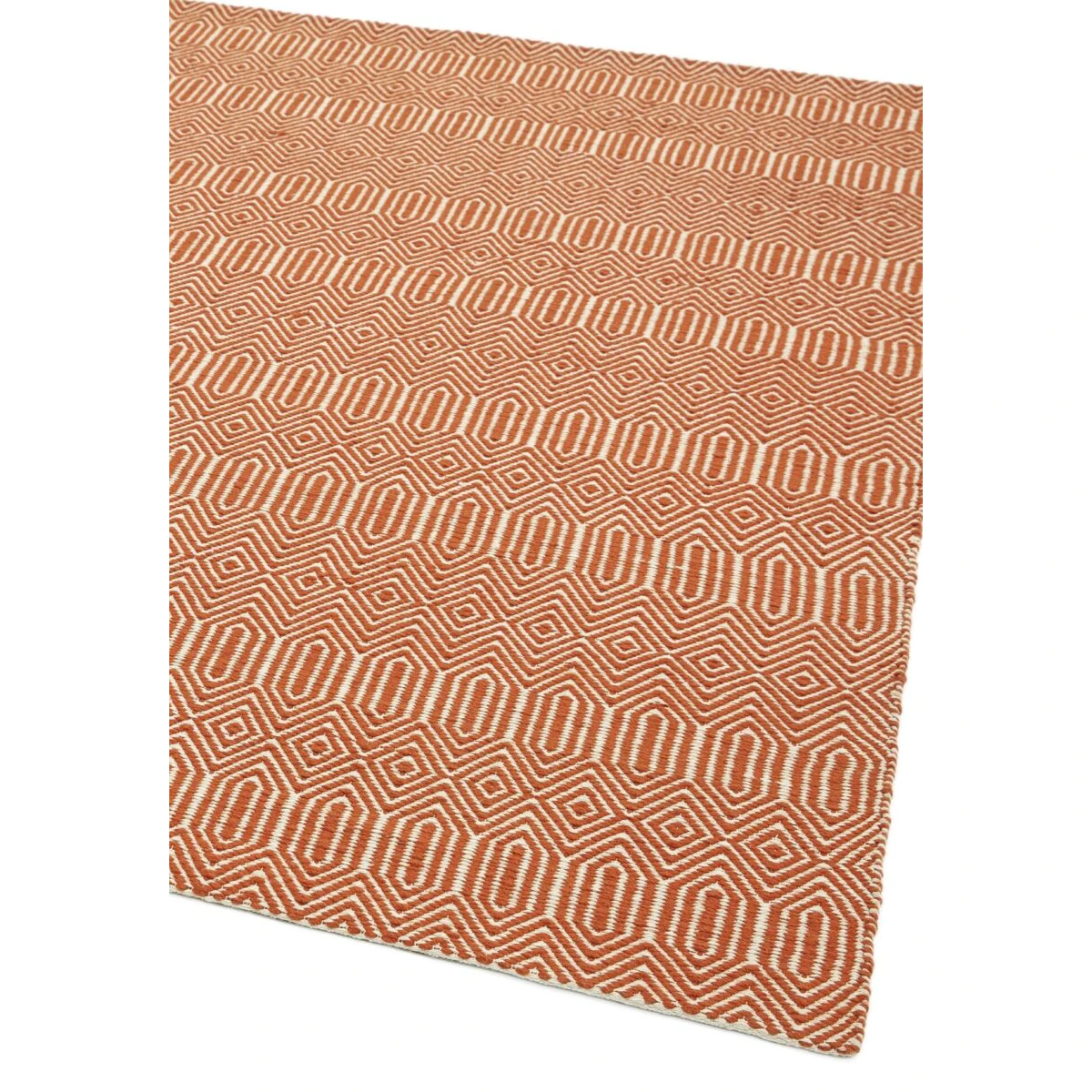 Covor orange din bumbac lână lucrat manual modern outdoor model geometric Sloan Orange 4 mm 120x170 cm SLOA120170ORAN