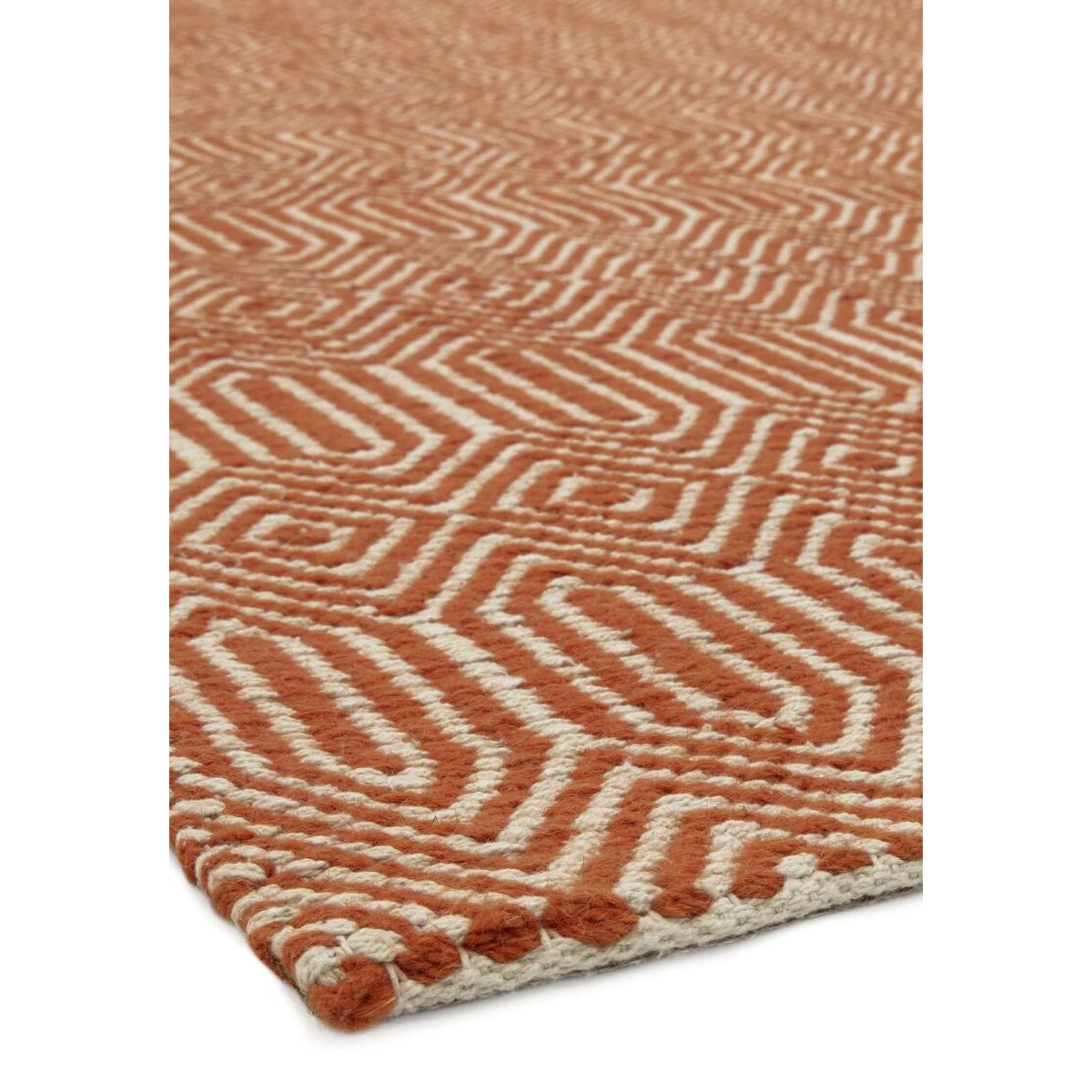 Covor orange din bumbac lână lucrat manual modern outdoor model geometric Sloan Orange 4 mm 120x170 cm SLOA120170ORAN