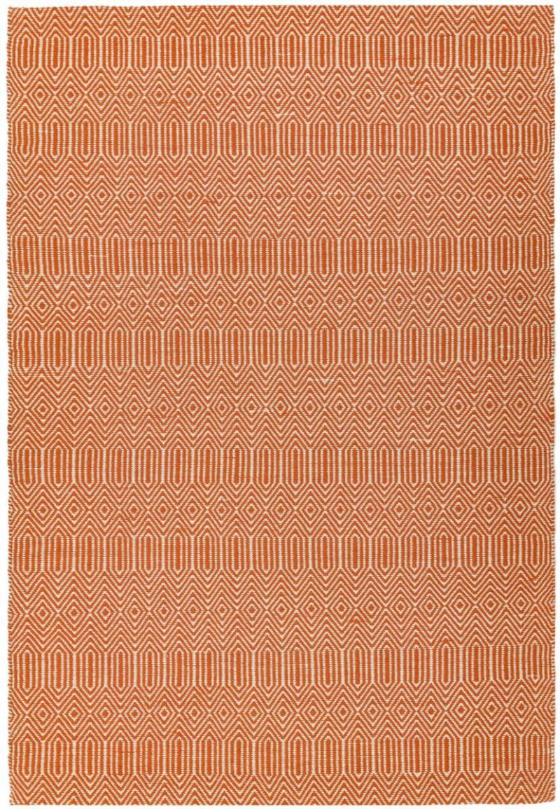 Covor orange din bumbac lână lucrat manual modern outdoor model geometric Sloan Orange 4 mm 66x200 cm SLOA066200ORAN