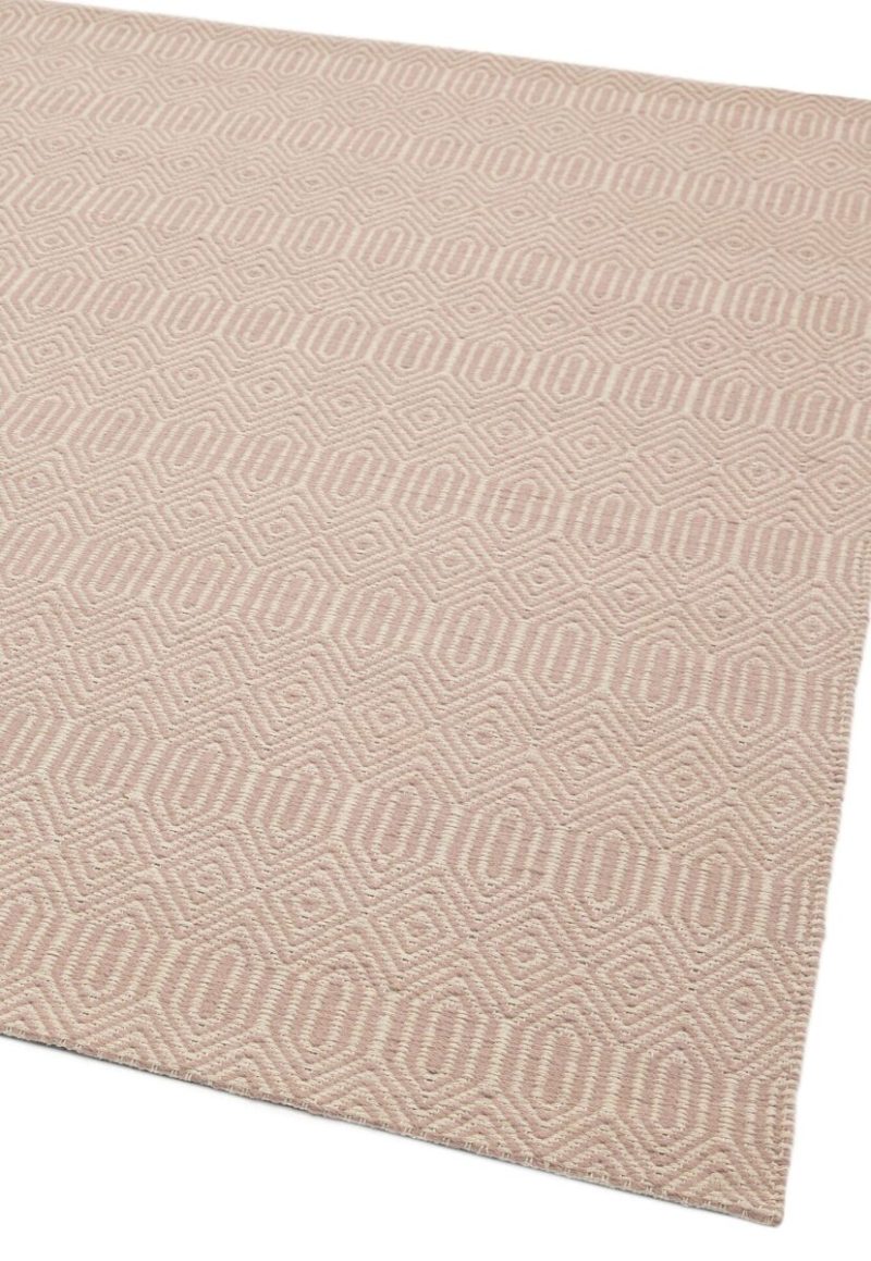 Covor roz din bumbac lână lucrat manual modern outdoor model geometric Sloan Pink 4 mm 100x150 cm SLOA100150PINK - imagine 3