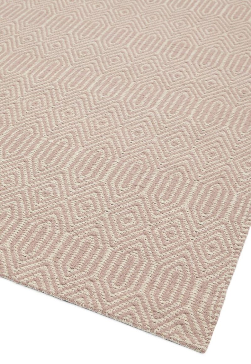 Covor roz din bumbac lână lucrat manual modern outdoor model geometric Sloan Pink 4 mm 100x150 cm SLOA100150PINK - imagine 4