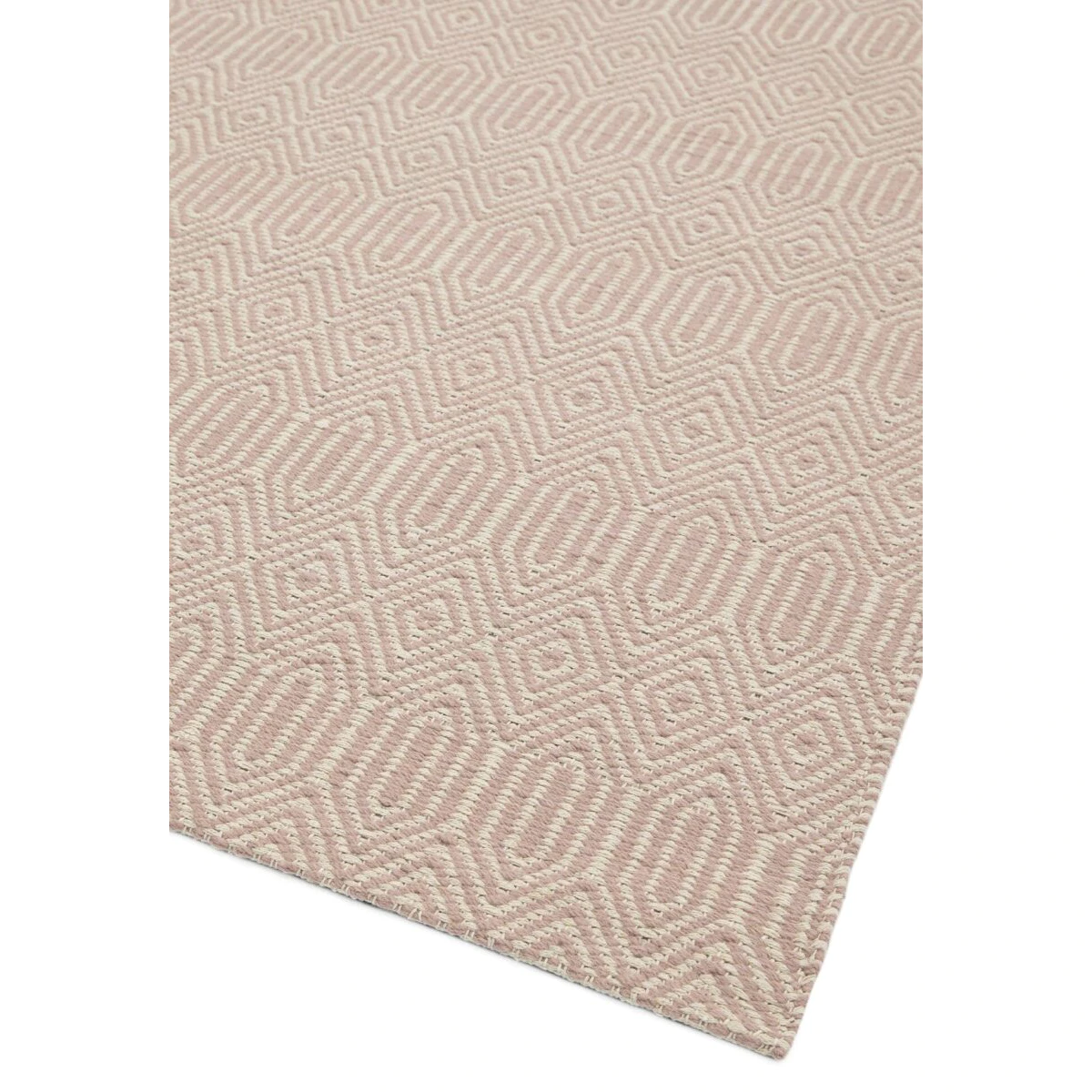 Covor roz din bumbac lână lucrat manual modern outdoor model geometric Sloan Pink 4 mm 200x300 cm SLOA200300PINK