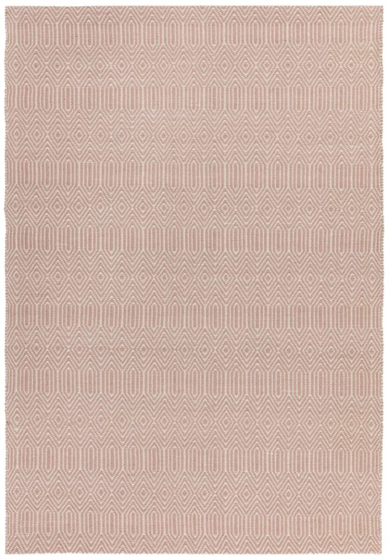 Covor roz din bumbac lână lucrat manual modern outdoor model geometric Sloan Pink 4 mm 100x150 cm SLOA100150PINK