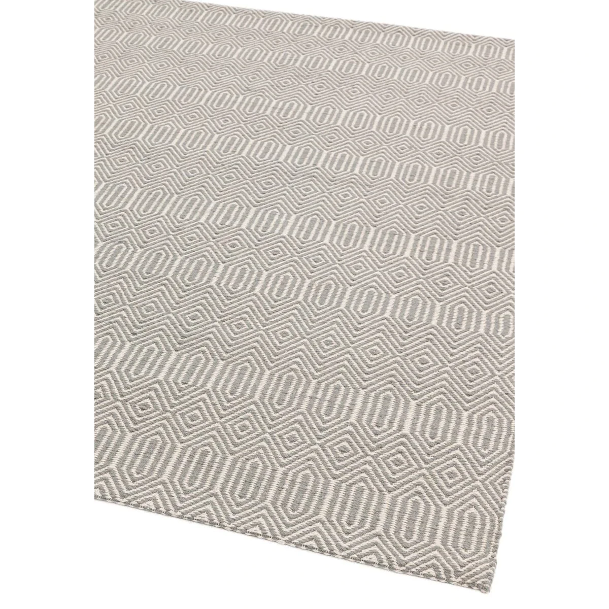Covor argintiu din bumbac lână lucrat manual modern outdoor model geometric Sloan Silver 4 mm 160x230 cm SLOA160230SILV