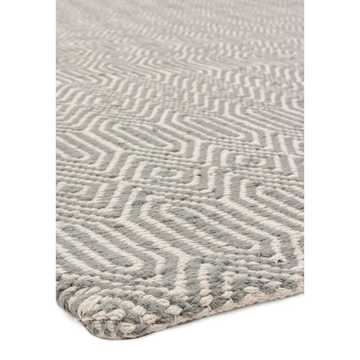 Covor argintiu din bumbac lână lucrat manual modern outdoor model geometric Sloan Silver 4 mm 160x230 cm SLOA160230SILV