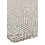 Covor argintiu din bumbac lână lucrat manual modern outdoor model geometric Sloan Silver 4 mm 66x200 cm SLOA066200SILV