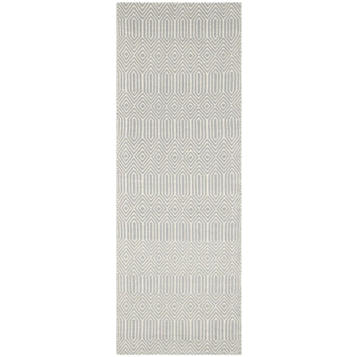 Covor argintiu din bumbac lână lucrat manual modern outdoor model geometric Sloan Silver 4 mm 66x200 cm SLOA066200SILV