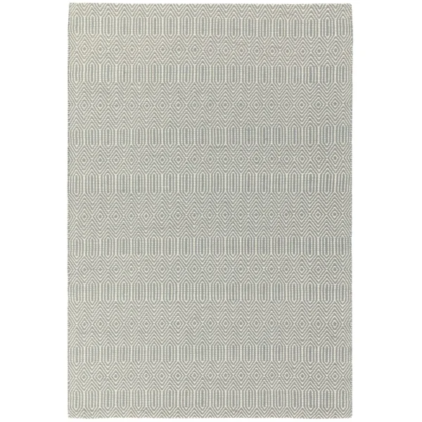 Covor argintiu din bumbac lână lucrat manual modern outdoor model geometric Sloan Silver 4 mm 66x200 cm SLOA066200SILV
