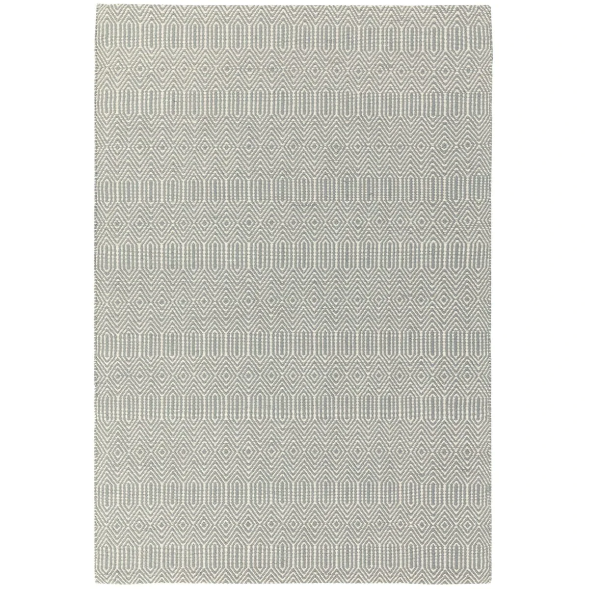 Covor argintiu din bumbac lână lucrat manual modern outdoor model geometric Sloan Silver 4 mm 66x200 cm SLOA066200SILV