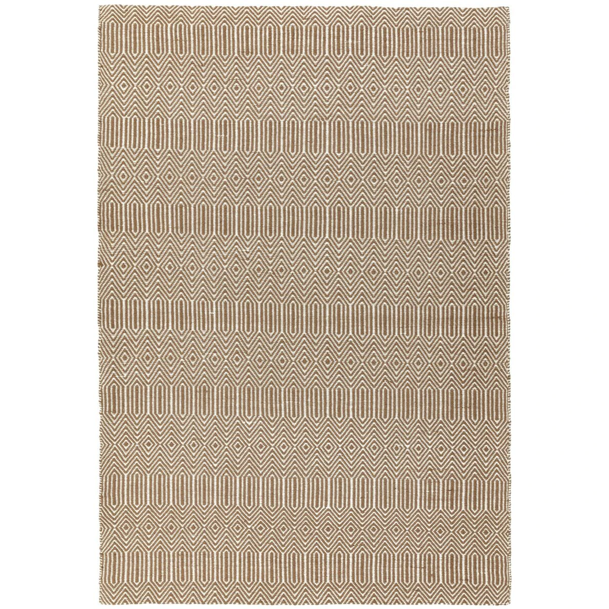 Covor taupe din bumbac lână lucrat manual modern outdoor model geometric Sloan Taupe 4 mm 120x170 cm SLOA120170TAUP
