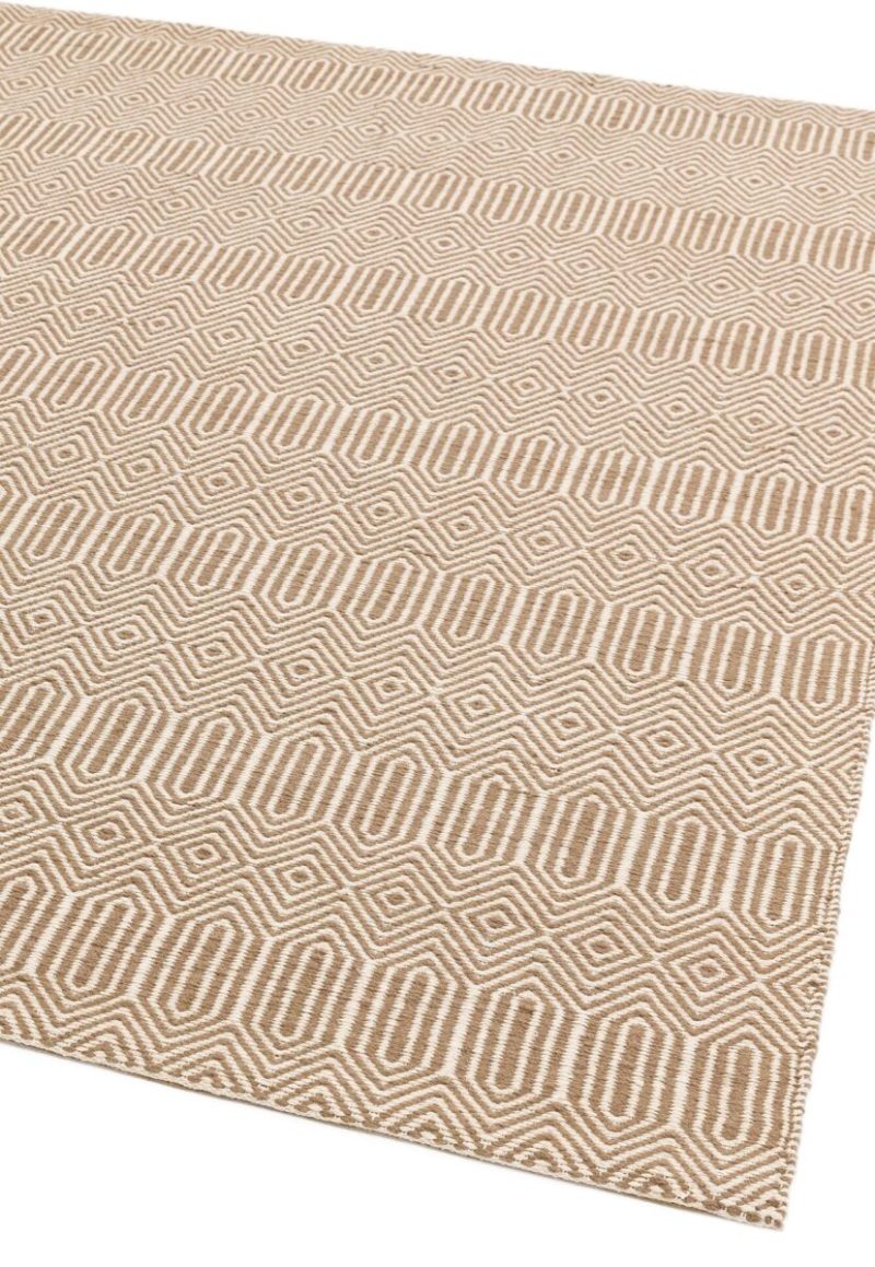 Covor taupe din bumbac lână lucrat manual modern outdoor model geometric Sloan Taupe 4 mm 120x170 cm SLOA120170TAUP - imagine 3