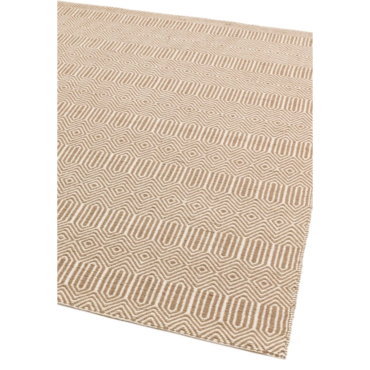 Covor taupe din bumbac lână lucrat manual modern outdoor model geometric Sloan Taupe 4 mm 120x170 cm SLOA120170TAUP